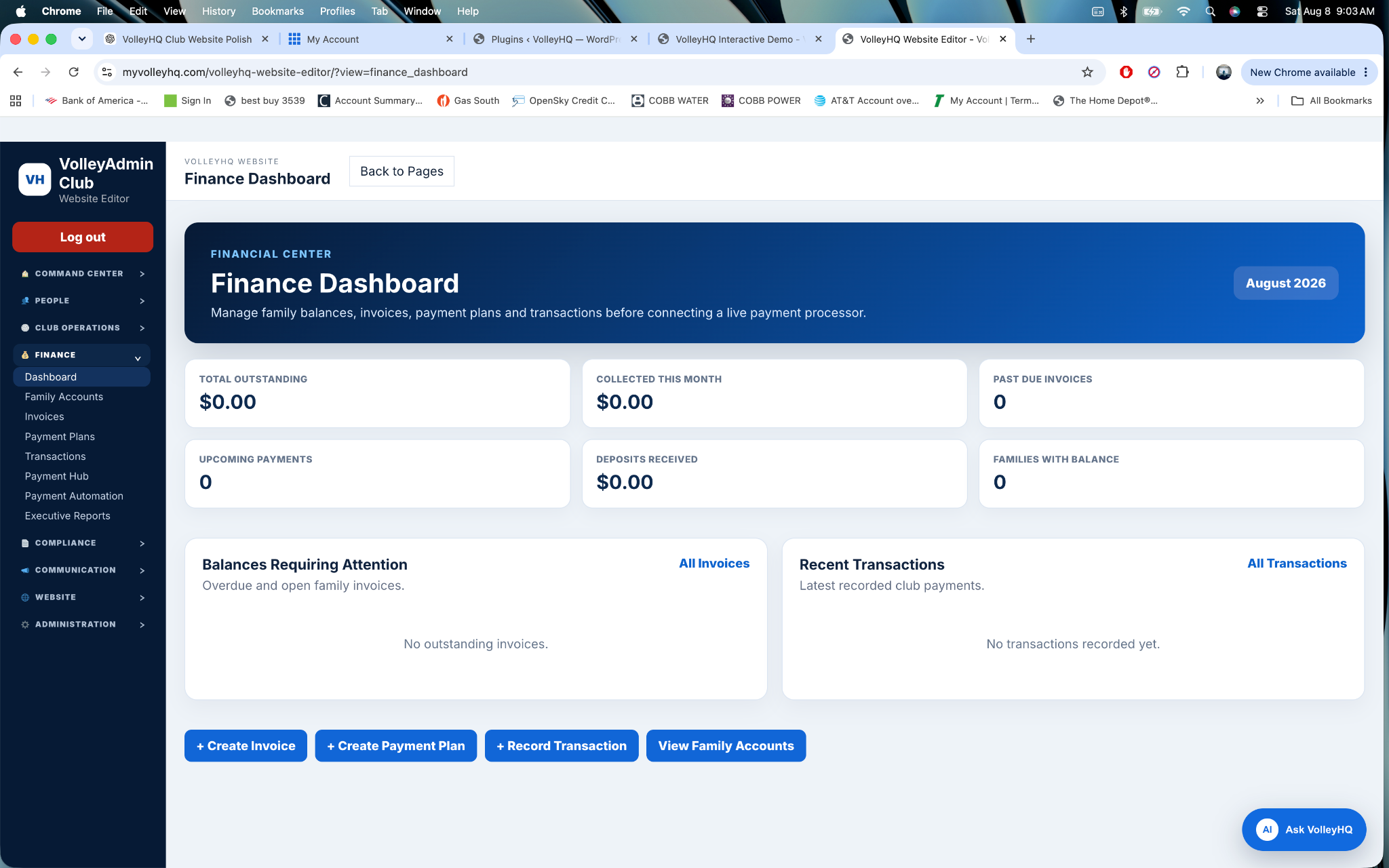 VolleyHQ Finance Dashboard