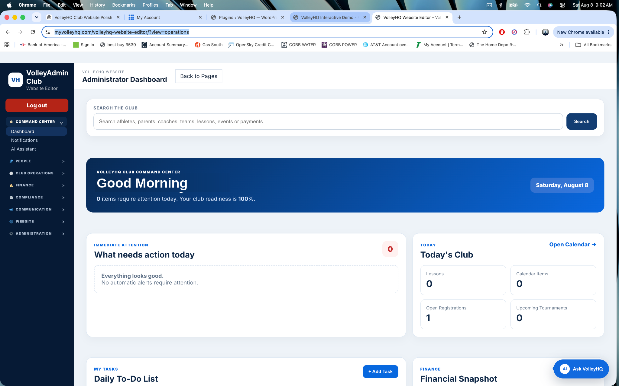 VolleyHQ Club Command Center